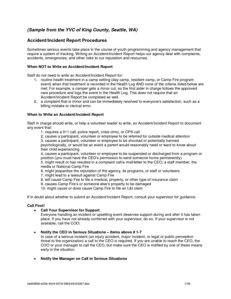 Property Management Incident Report Template And Incident Report Format