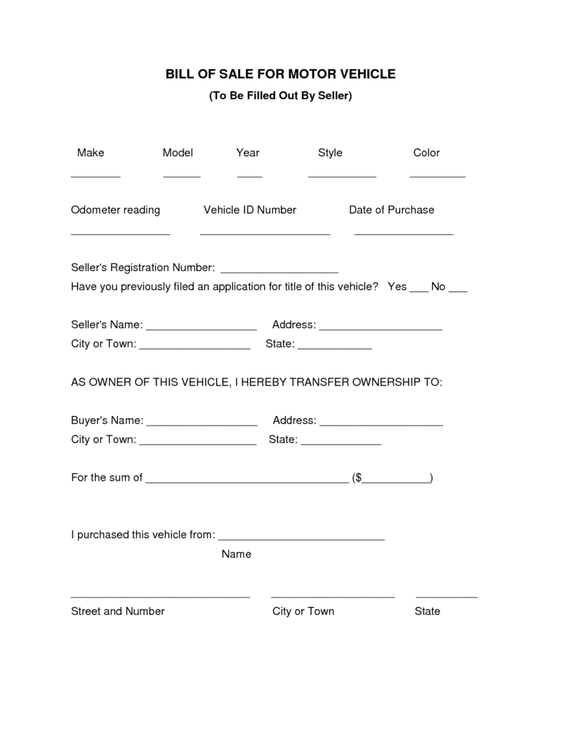 Free Printable Texas Bill Of Sale Form And Blank Bill Of Sale 5674